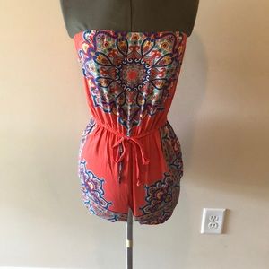 Orange floral romper